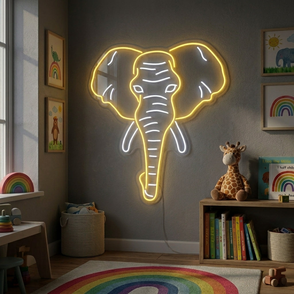 "Éléphant" Enseigne Lumineuse en Néon