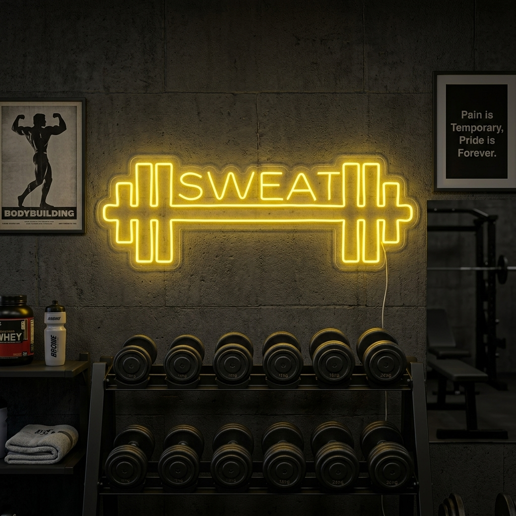 "Your Text, Texte Personnalisé Fitness, Texte Personnalisé Gym" Enseigne Lumineuse en Néon