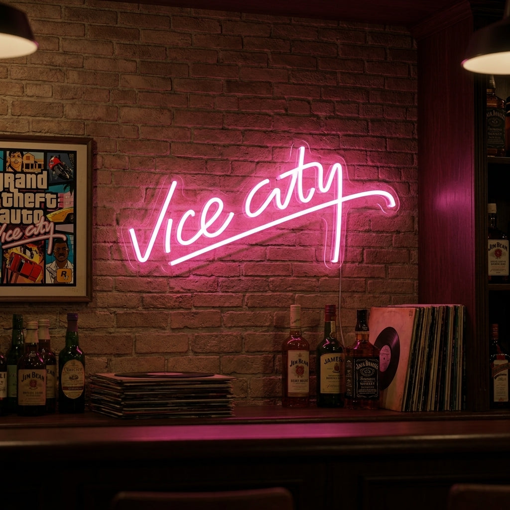 "Vice City, Décoration De Salle De Jeux" Enseigne Lumineuse en Néon