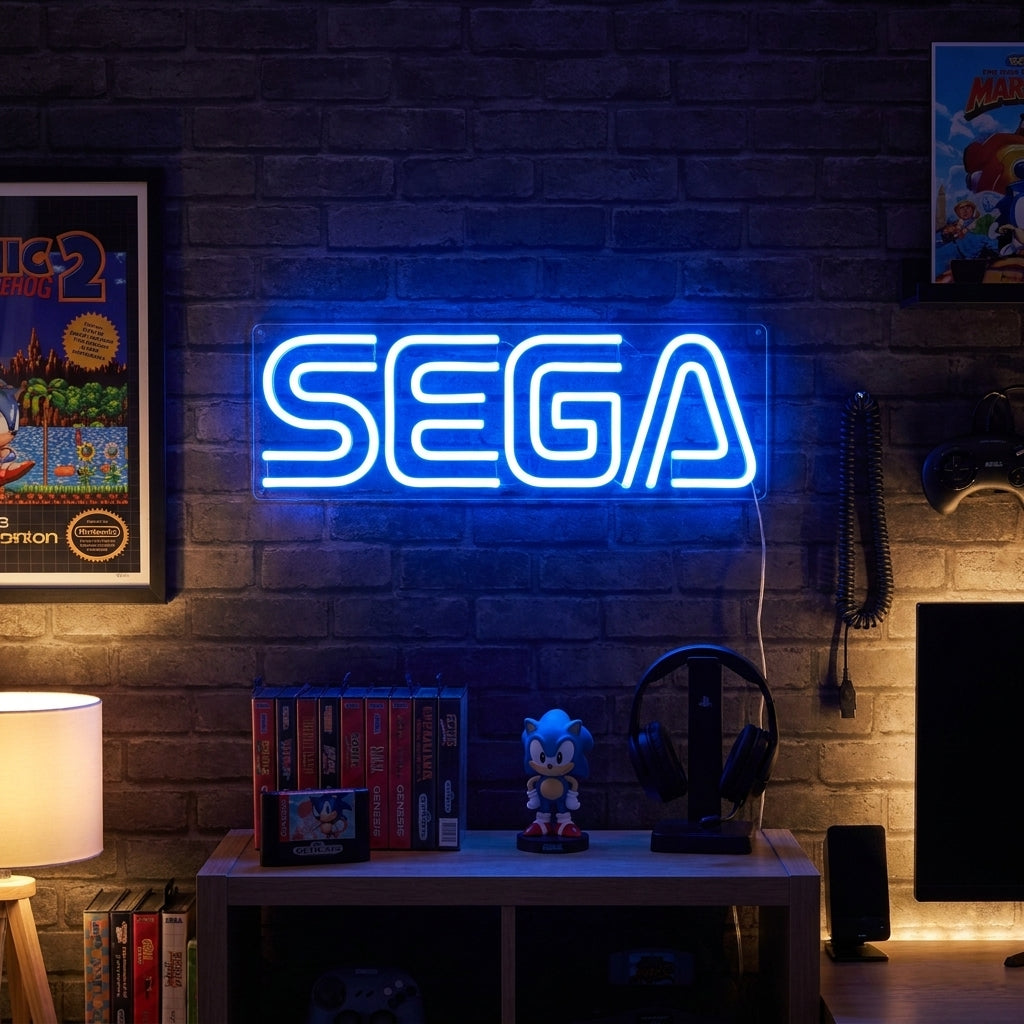 "Sega, Salle De Jeux" Enseigne Lumineuse en Néon