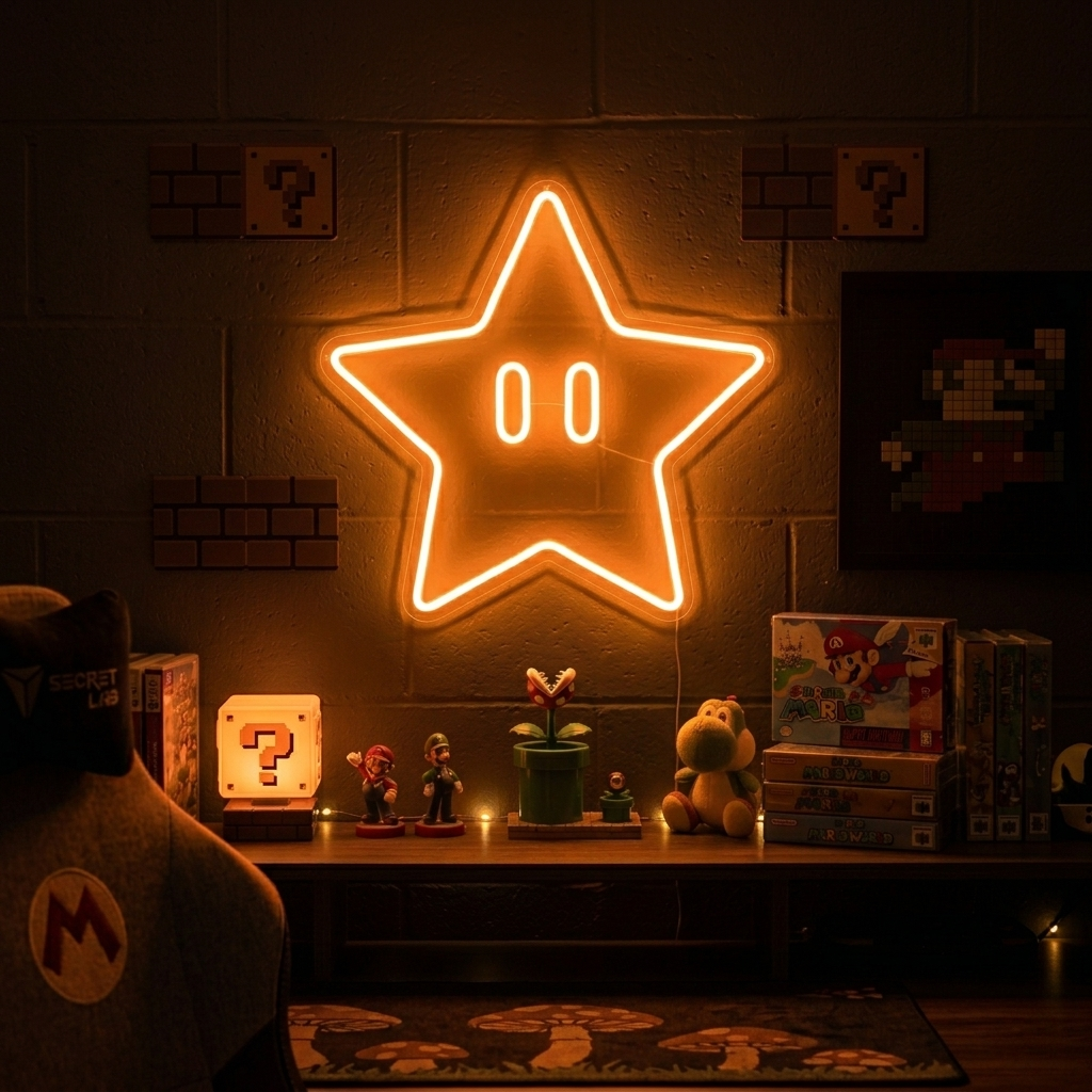 "Étoile, Décoration De Salle De Jeu" Enseigne Lumineuse en Néon