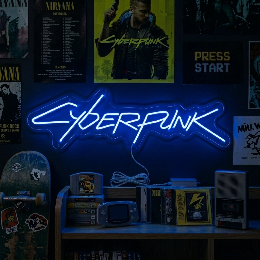 "Cyberpunk, Décor De Salle De Jeux" Enseigne Lumineuse en Néon