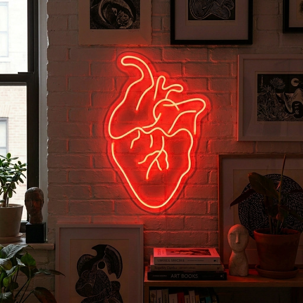 "Cœur Réel" Enseigne Lumineuse en Néon