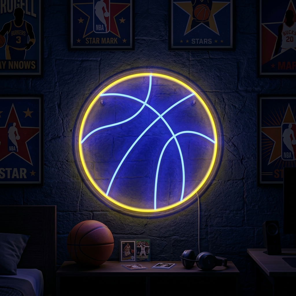 "Basket-Ball" Enseigne Lumineuse en Néon