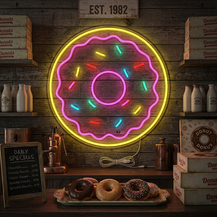 "Beignet" Enseigne Lumineuse en Néon