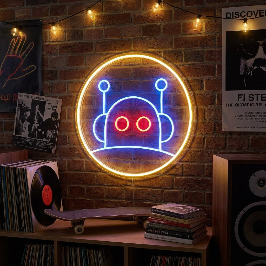 "Cochon robot" Lumineuse en Néon