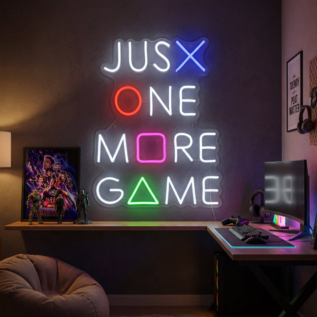 "Just One More Game, Décoration De Jeu" Enseigne Lumineuse en Néon