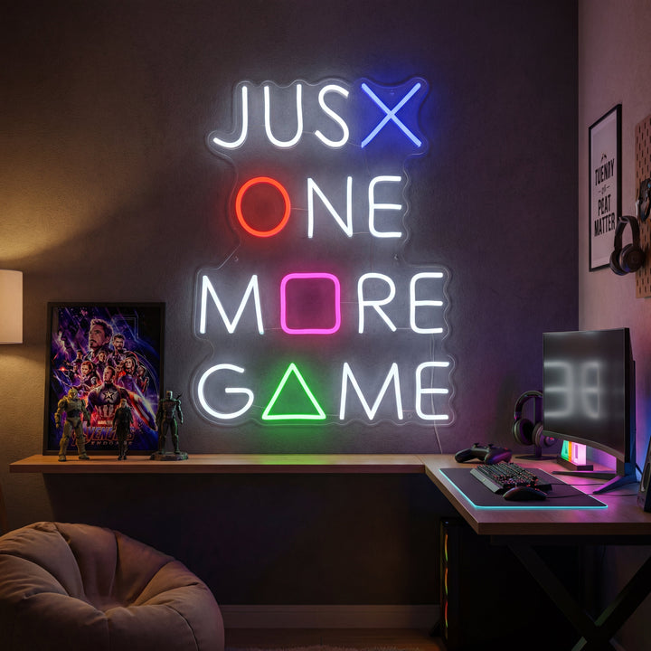 "Just One More Game, Décoration De Jeu" Enseigne Lumineuse en Néon