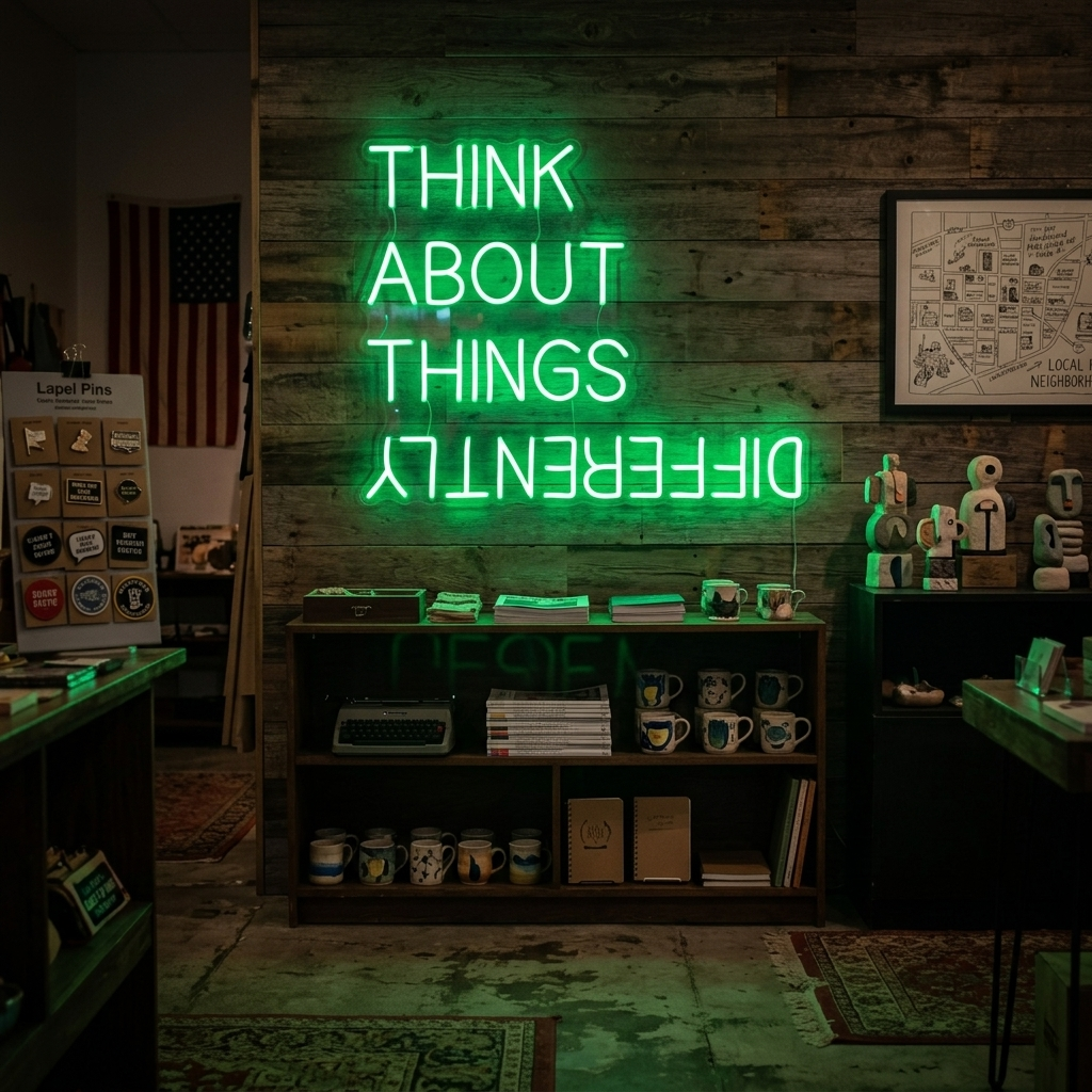 "Think About Things Differently" Enseigne Lumineuse en Néon