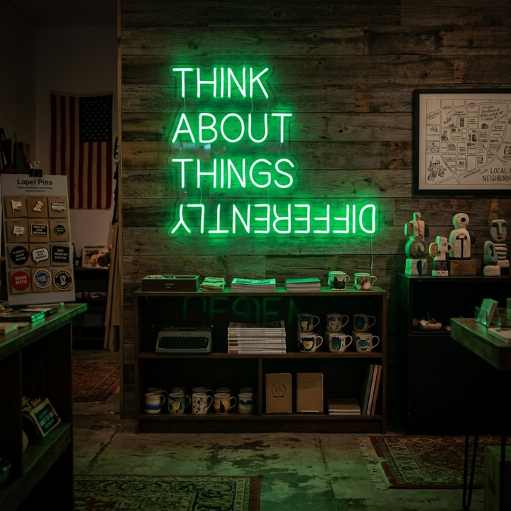 "Think About Things Differently" Enseigne Lumineuse en Néon
