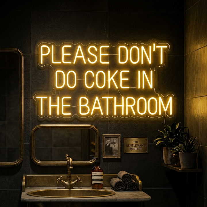 "Please Dont Do Coke in The Bathroom" Enseigne Lumineuse en Néon