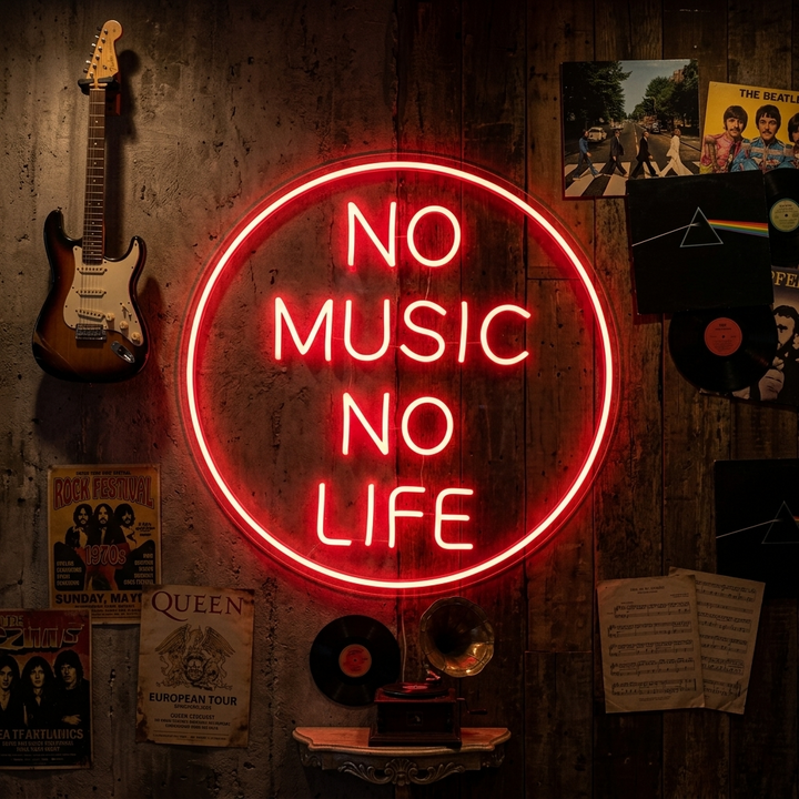 "No Music No Life" Enseigne Lumineuse en Néon