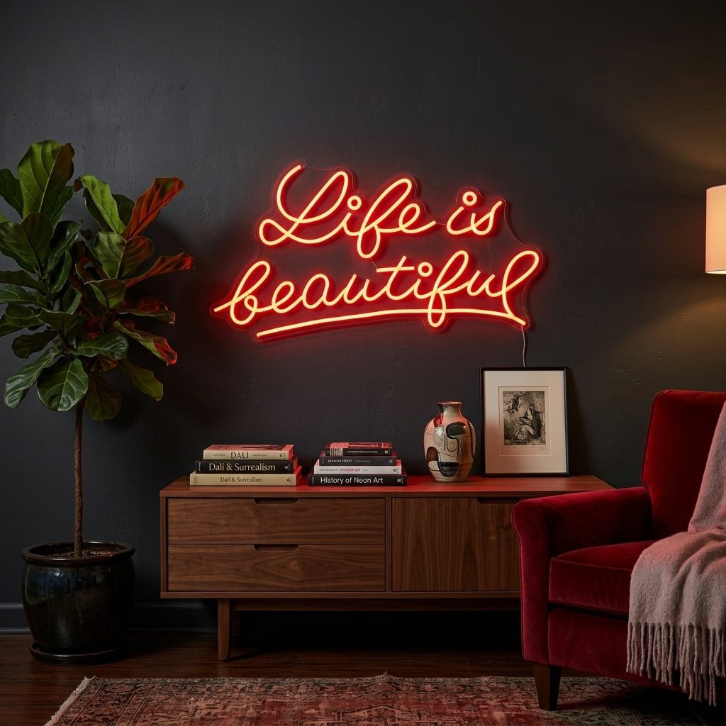 "Life is Beautiful" Enseigne Lumineuse en Néon