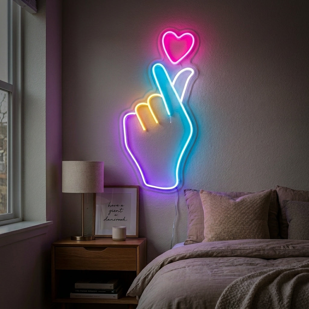 "Coeur De La Main" Enseigne Lumineuse en Néon
