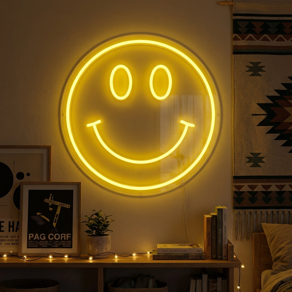 "Element Symbol Emoji Smile Face" Enseigne Lumineuse en Néon
