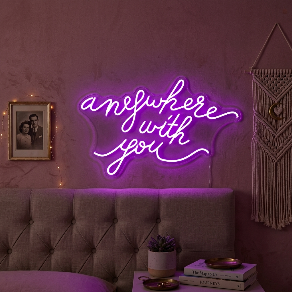 "Anywhere With You" Enseigne Lumineuse en Néon