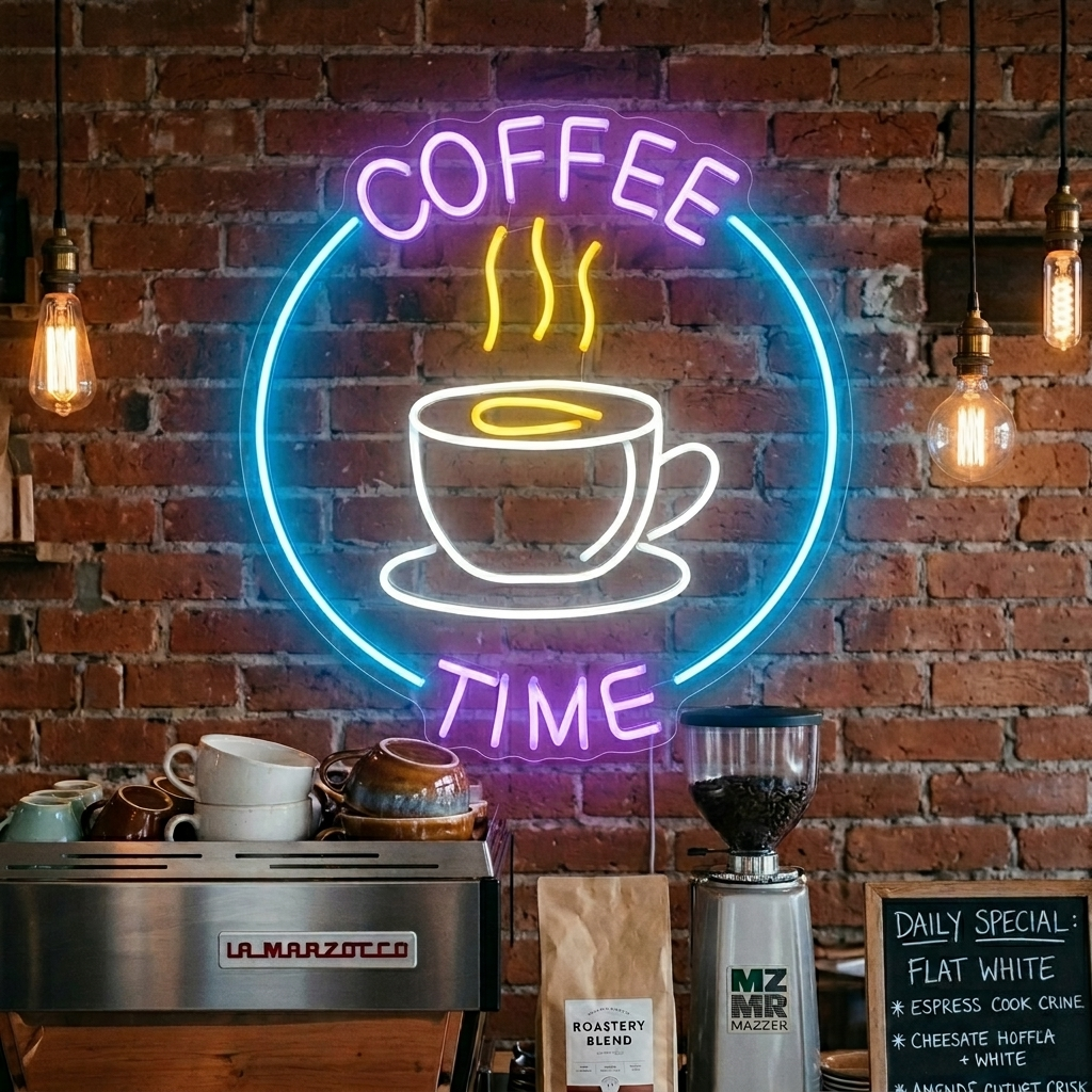 "Coffee Time" Enseigne Lumineuse en Néon