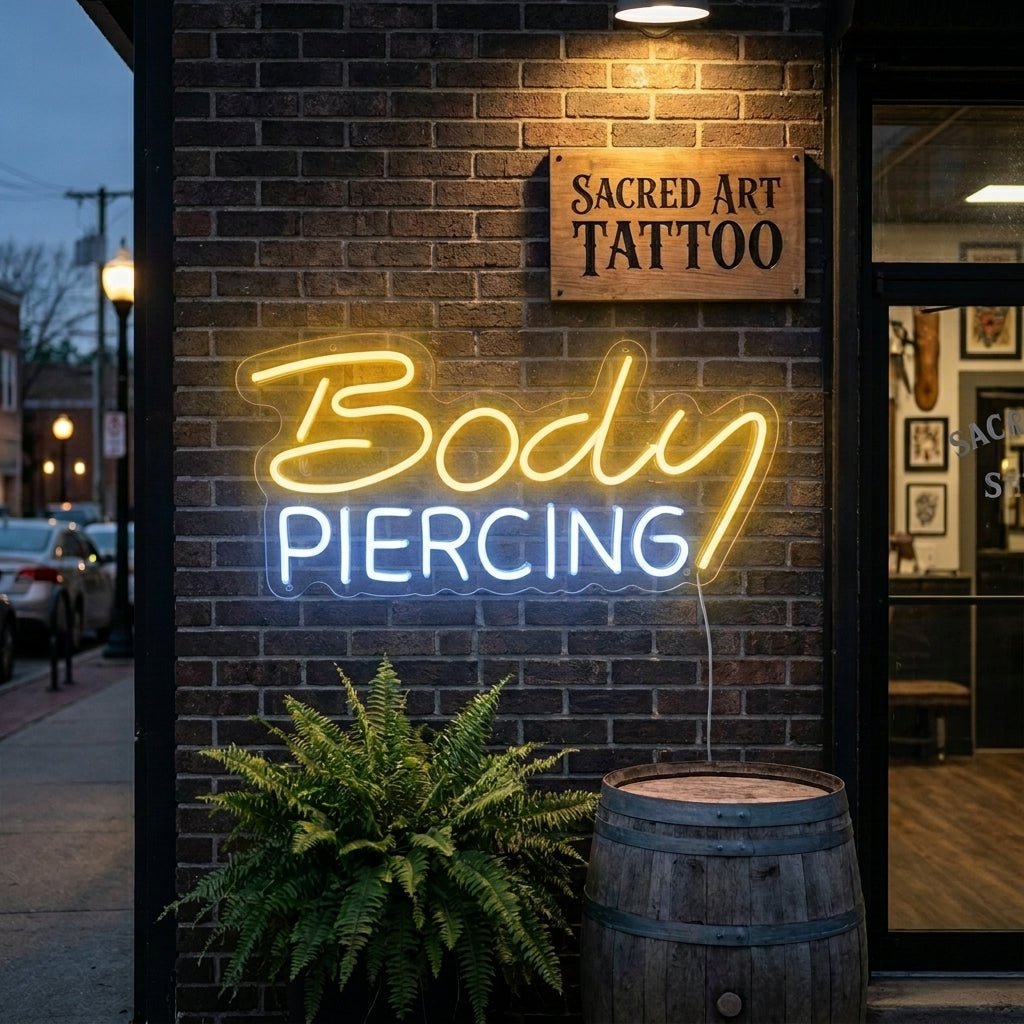 "Body Piercing" Enseigne Lumineuse en Néon