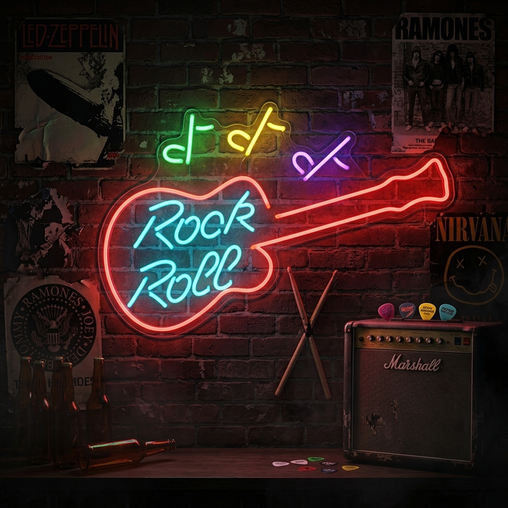 "Rock Roll" Enseigne Lumineuse en Néon