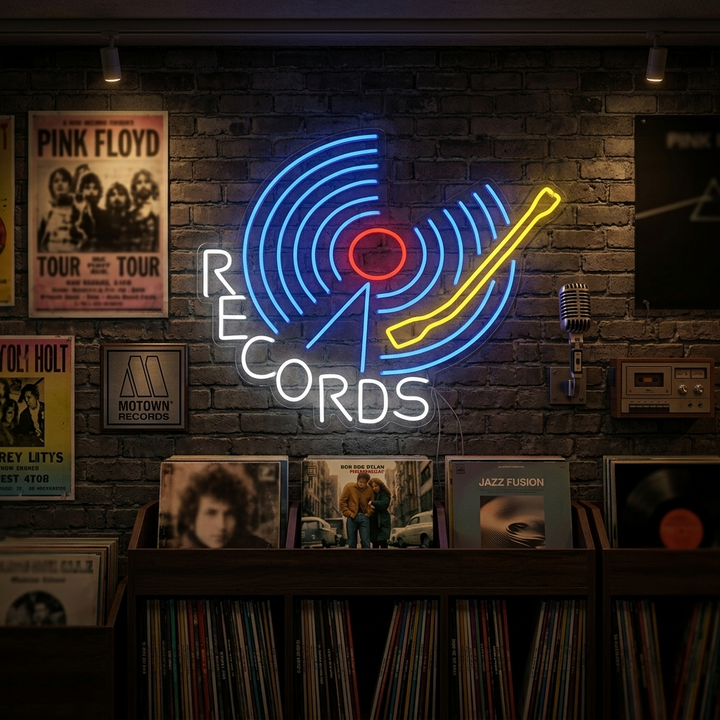 "Records" Enseigne Lumineuse en Néon