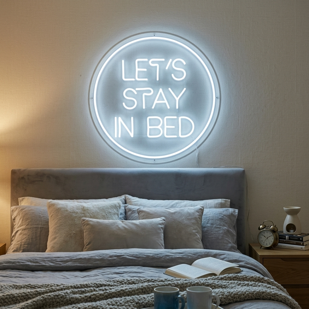 "Lets Stay In Bed" Enseigne Lumineuse en Néon