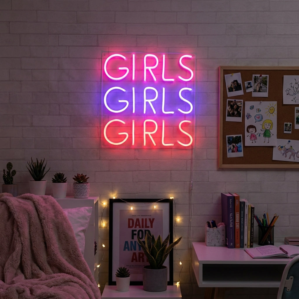 "Girls Girls Girls" Enseigne Lumineuse en Néon