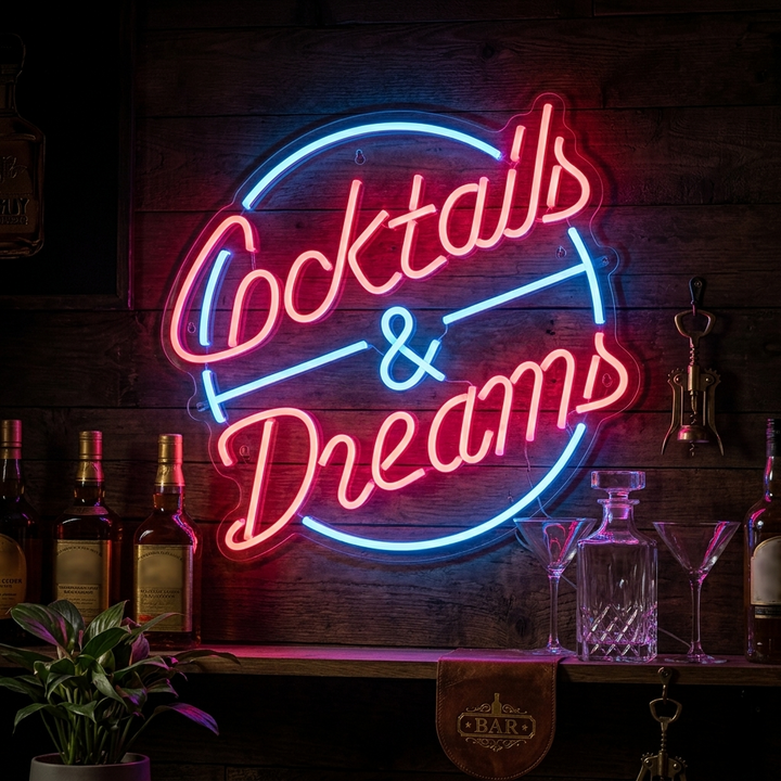 "Cocktails And Dreams" Enseigne Lumineuse en Néon