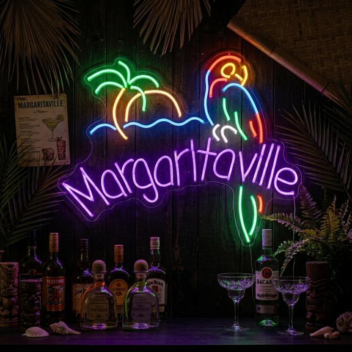 "Jimmy Buffett Margaritaville Paradise Parrot Beer" Enseigne Lumineuse en Néon
