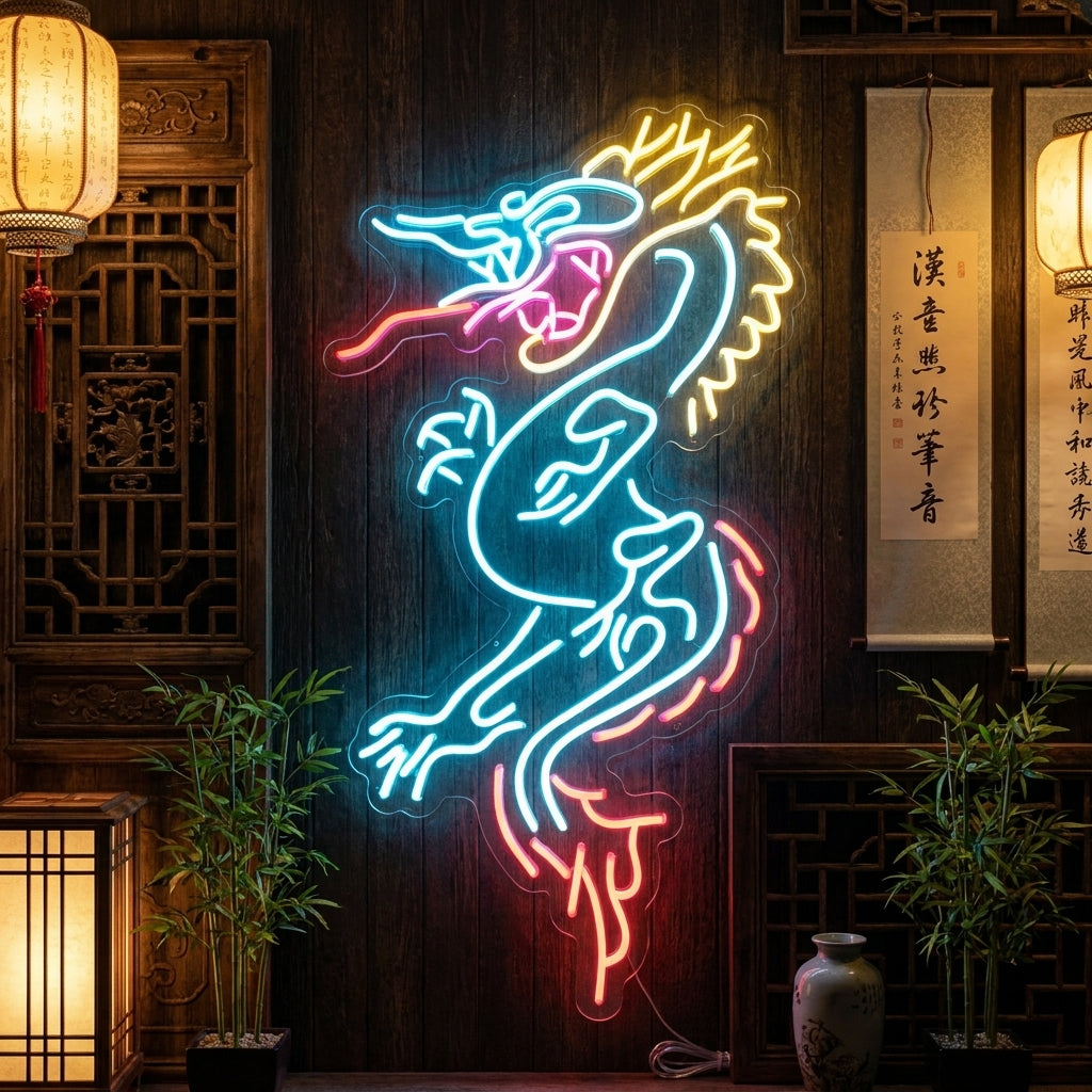 "Dragon" Enseigne Lumineuse en Néon