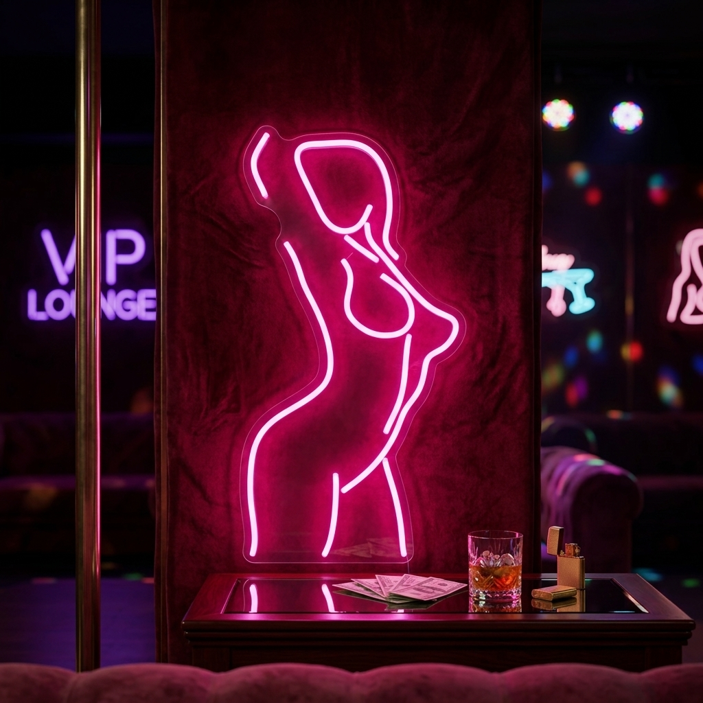 "Femme Dos Fille Corps" Enseigne Lumineuse en Néon