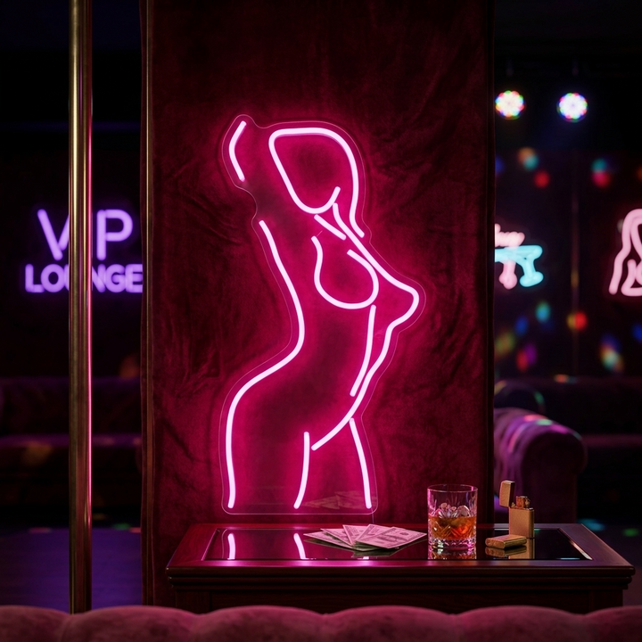 "Femme Dos Fille Corps" Enseigne Lumineuse en Néon