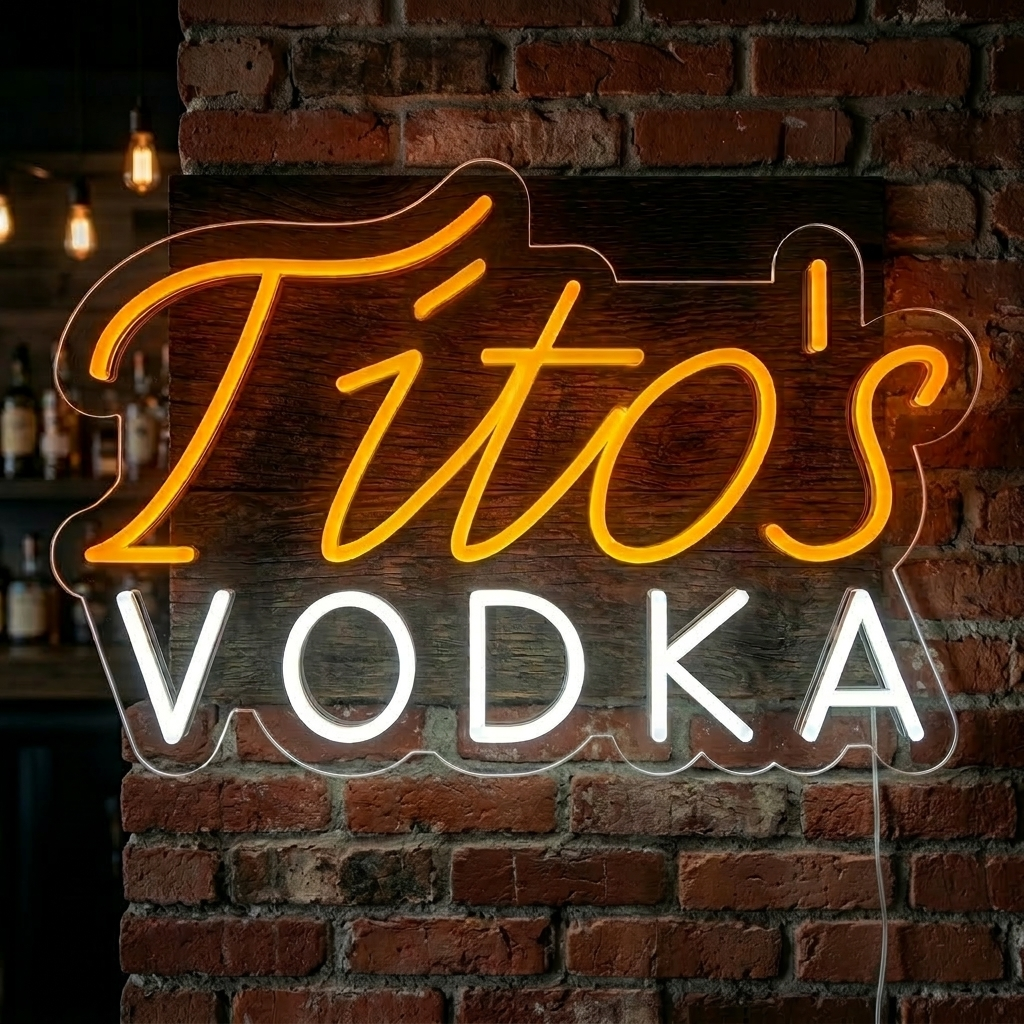 "Bar À Bière Titos Vodka Vintage" Enseigne Lumineuse en Néon