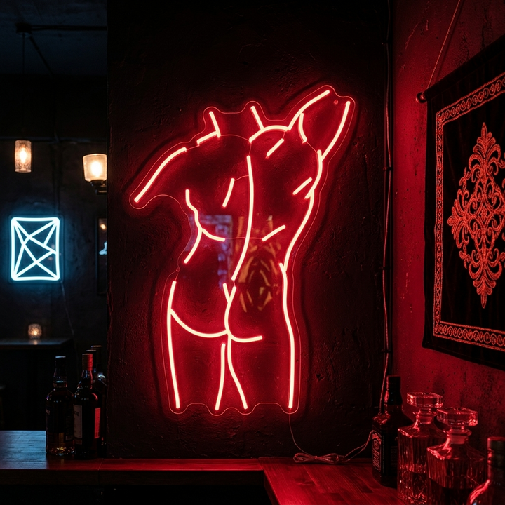 "Corps D'Homme" Enseigne Lumineuse en Néon