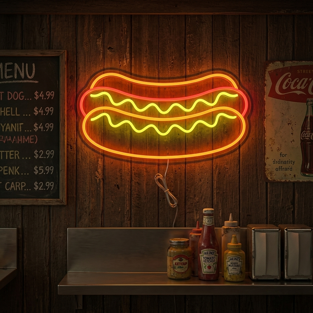 "Nourriture De Restaurant De Hot-Dogs" Enseigne Lumineuse en Néon