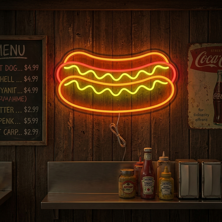 "Nourriture De Restaurant De Hot-Dogs" Enseigne Lumineuse en Néon