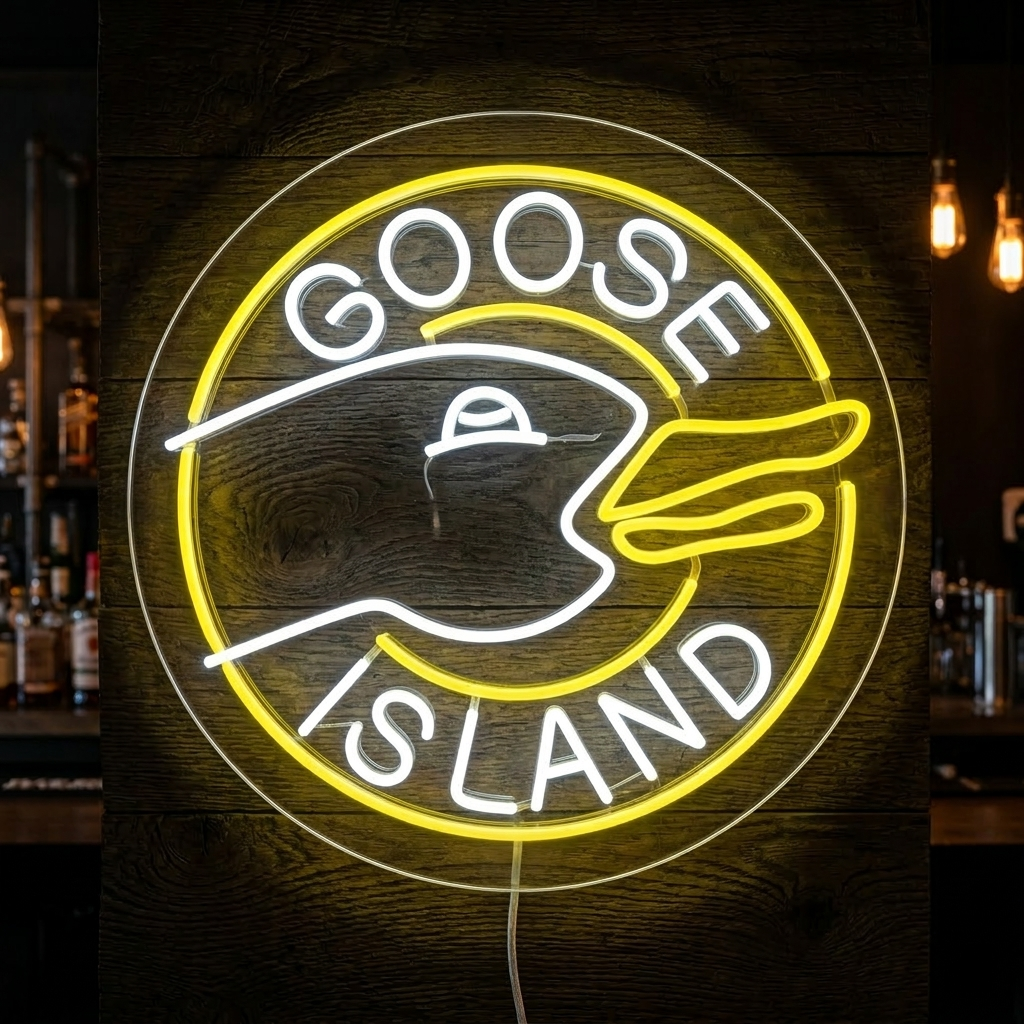 "Bar À Bière Goose Island" Enseigne Lumineuse en Néon