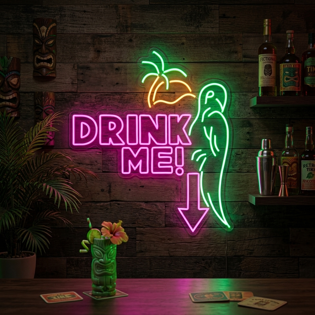 "perroquet, Drink Me" Lumineuse en Néon