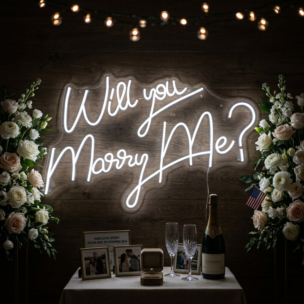 "Will You Marry Me" Lumineuse en Néon