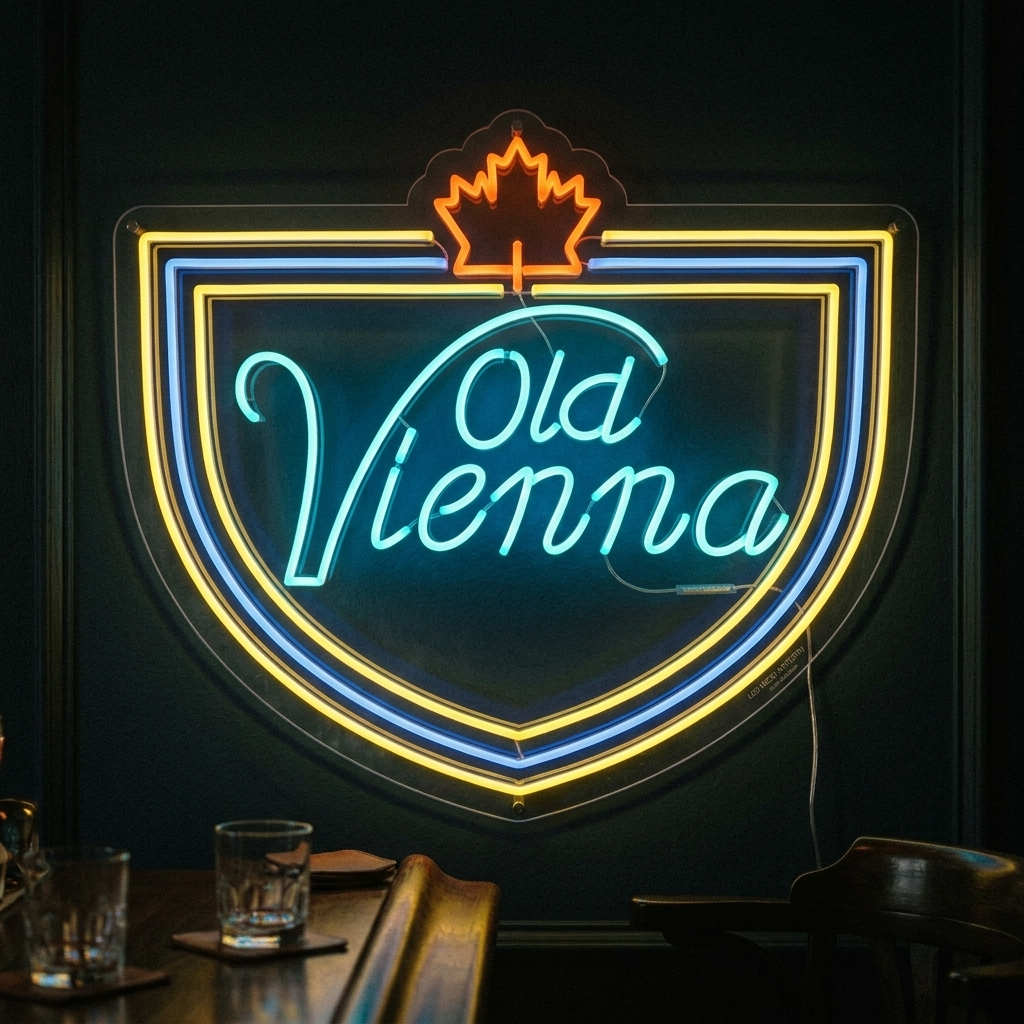 "bière de garde, excellente bière canadienne, Old Vienna" Lumineuse en Néon