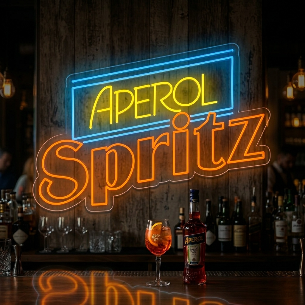 "Bar À Bière Aperol Spritz" Enseigne Lumineuse en Néon