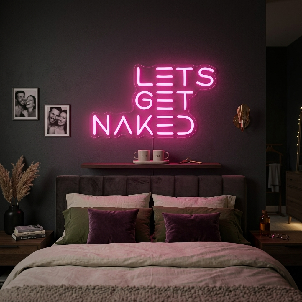 "Lets Get Naked" Enseigne Lumineuse en Néon