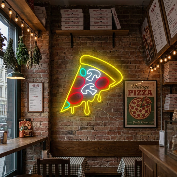 "Pizza Qui Goutte" Enseigne Lumineuse en Néon