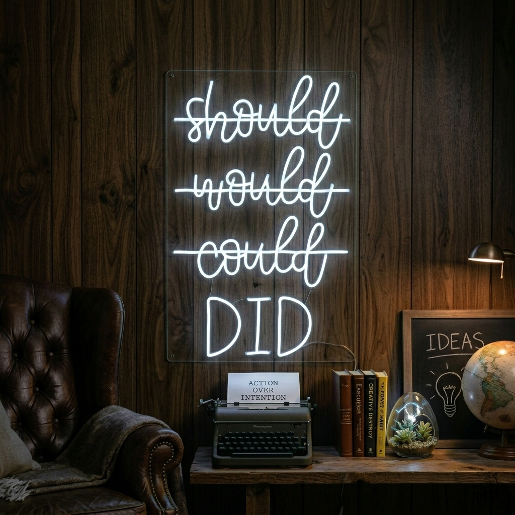 "Should Would Could Did" Enseigne Lumineuse en Néon