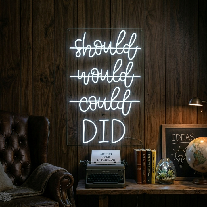 "Should Would Could Did" Enseigne Lumineuse en Néon