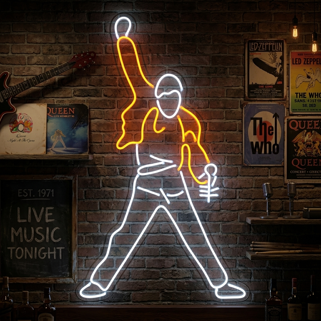 "Homme Chantant Art Musique" Enseigne Lumineuse en Néon