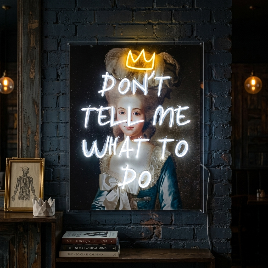 "Ne me dis pas quoi faire" Enseigne néon LED imprimée UV