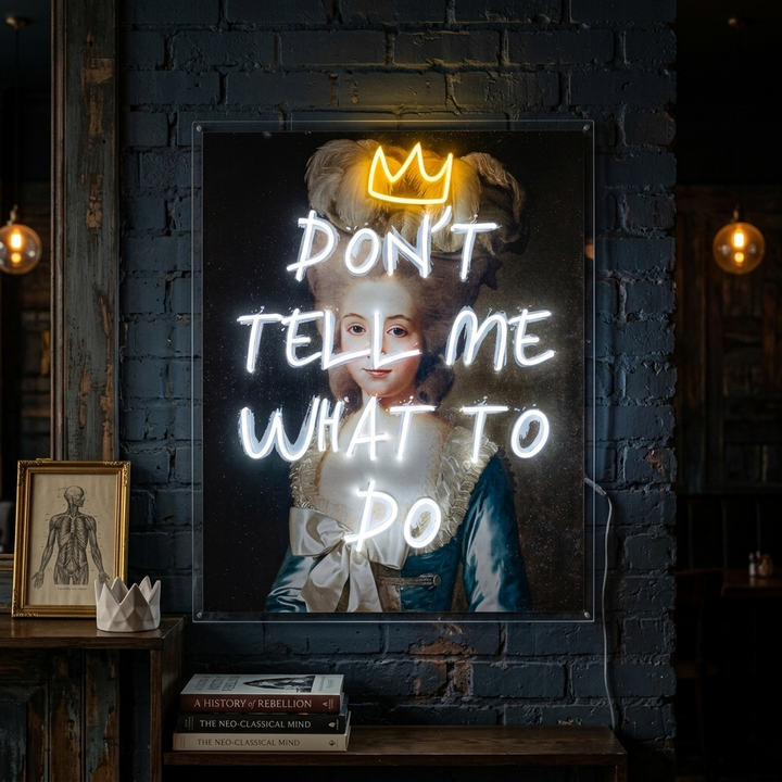 "Ne me dis pas quoi faire" Enseigne néon LED imprimée UV