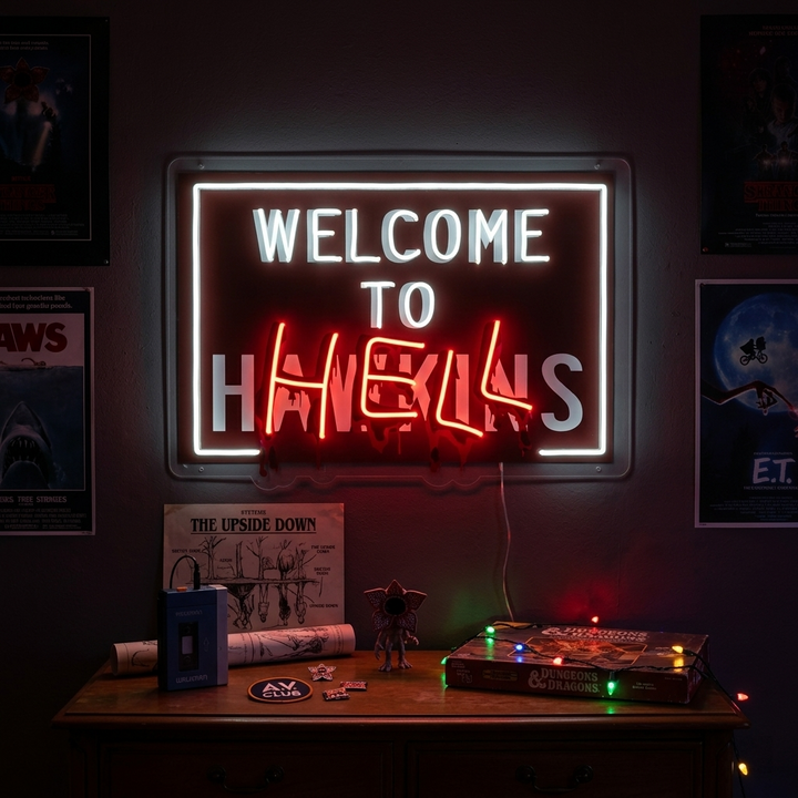 "Welcome To Hell" Enseigne néon LED imprimée UV
