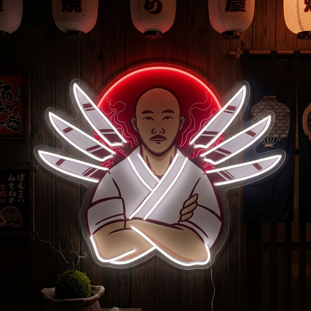 Chef japonais Enseigne néon, Décoration de restaurant japonais