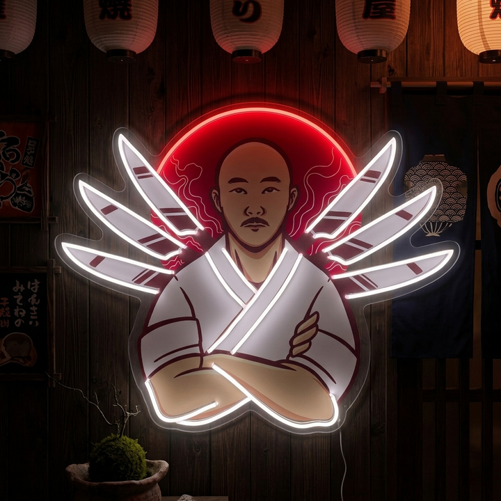 Chef japonais Enseigne néon, Décoration de restaurant japonais